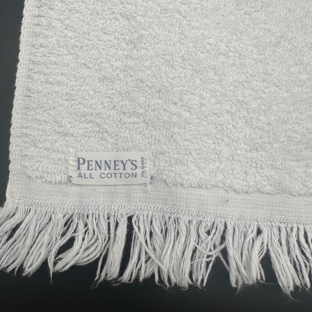 Vintage Penneys All Cotton Floral Bouquet Hand Towel White Retro Kitchen Decor - Picture 5 of 5